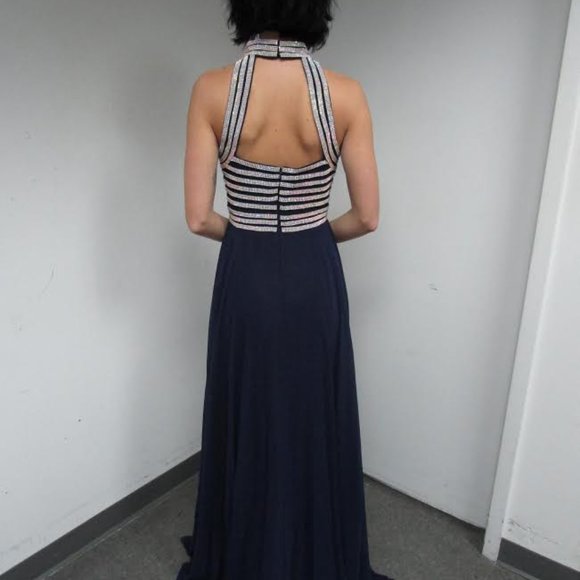 JVN53380 -High Neck Open Back Prom Dress